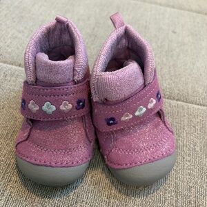Stride Rite Pink Baby Shoes with Floral Accents